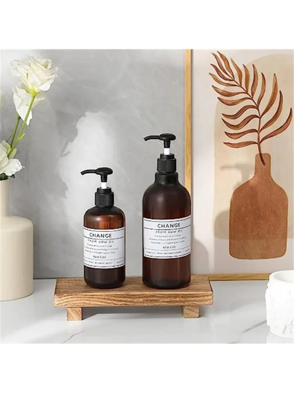 Small Wood Tray Pedestal Stand Farmhouse Bathroom Decor Decorative Wooden Riser